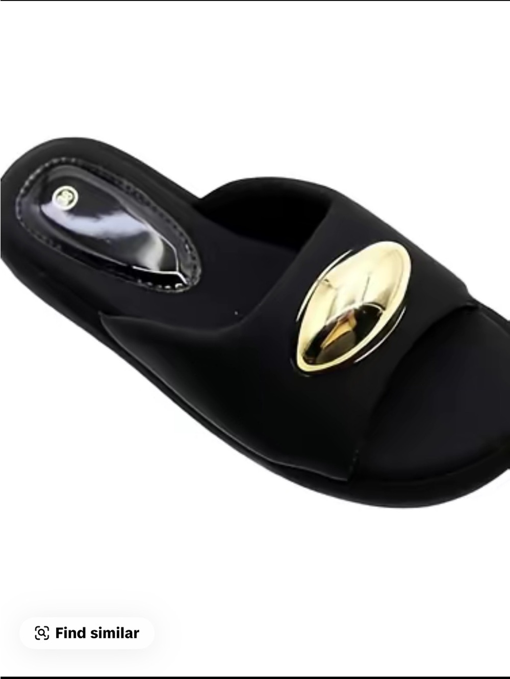 Black Slide Mules with Gold Oval Hardware
